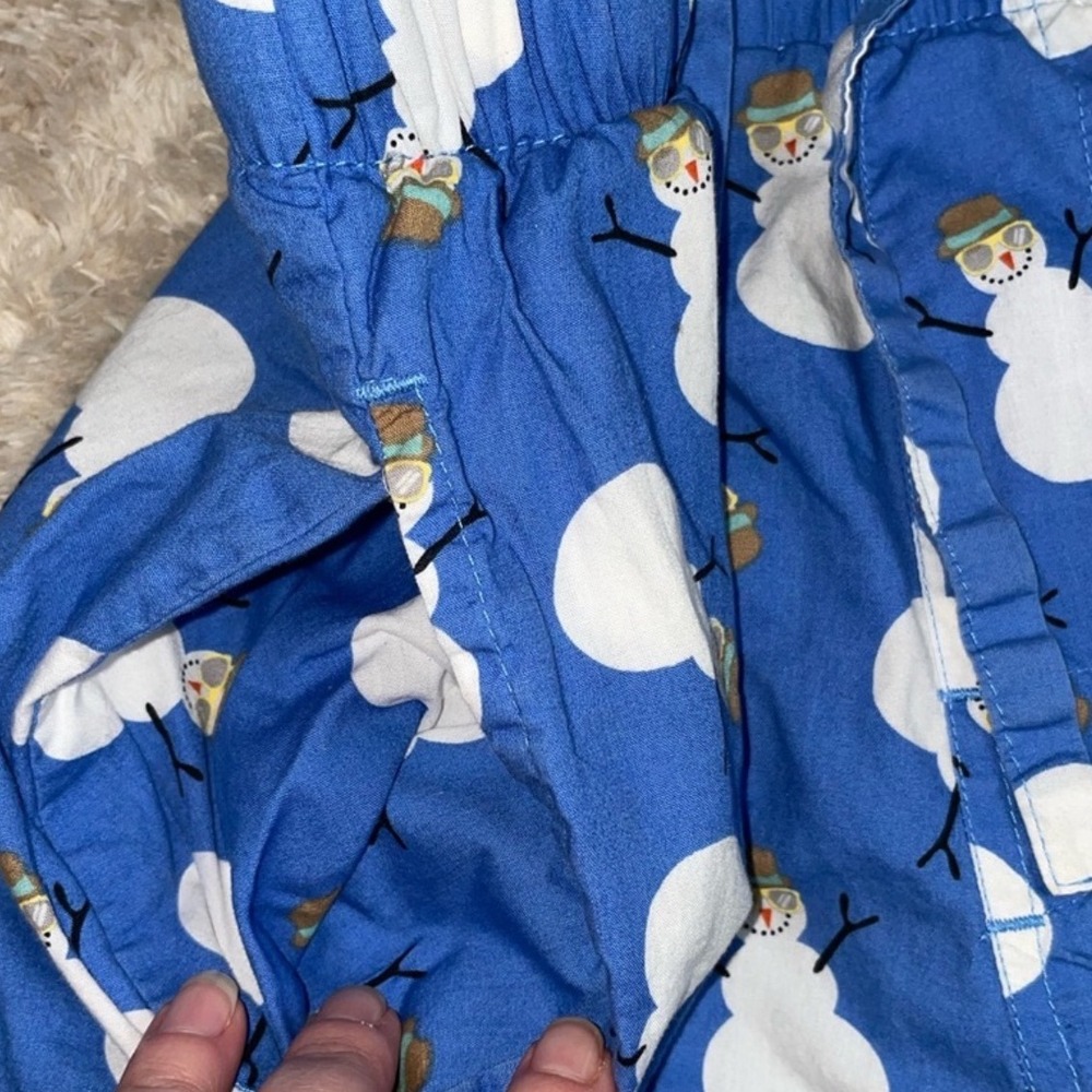 Old Navy Pajama Pants Blue Snowman Print Relaxed Fit Size M - Picture 3 of 6